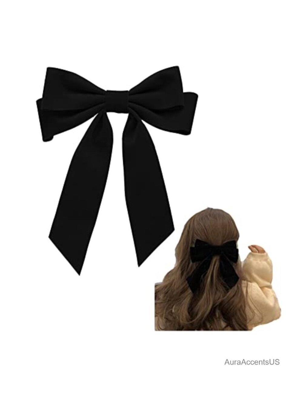 Velvet Satin Bow Hair Clip Alligator Barrette for Women Wedding Party